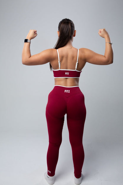 Claret Leggings + Sports Top Set