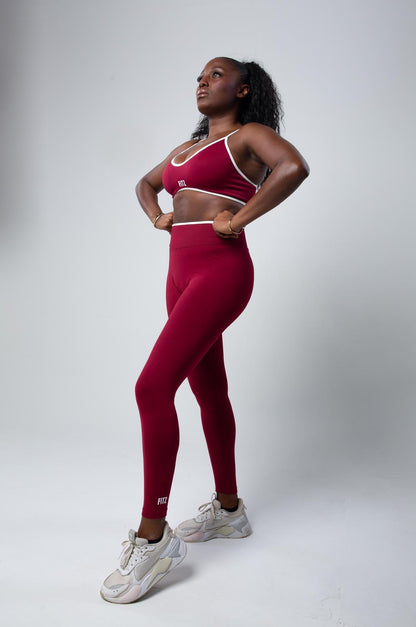 Claret Leggings + Sports Top Set